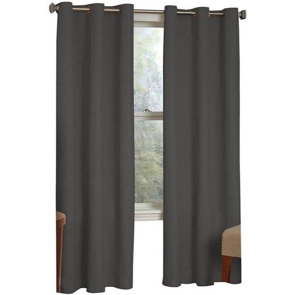Eclipse Total Privacy Blackout Grommet Window Curtains 2 Panels Sz 42”x63” Smoke - Picture 1 of 4